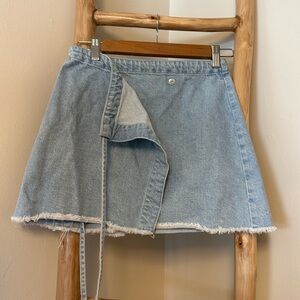 Topshop Wrap Denim Mini Skirt 4